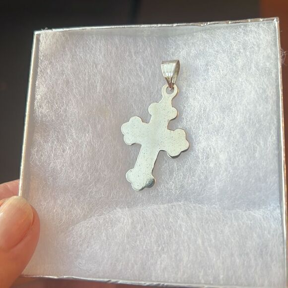 Diamond Cut Sterling Silver Cross Pendant - Picture 2 of 2